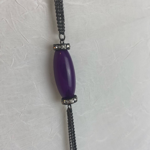 Elegant Purple Beaded Necklace With Extension includes matching earrings - Picture 2 of 5